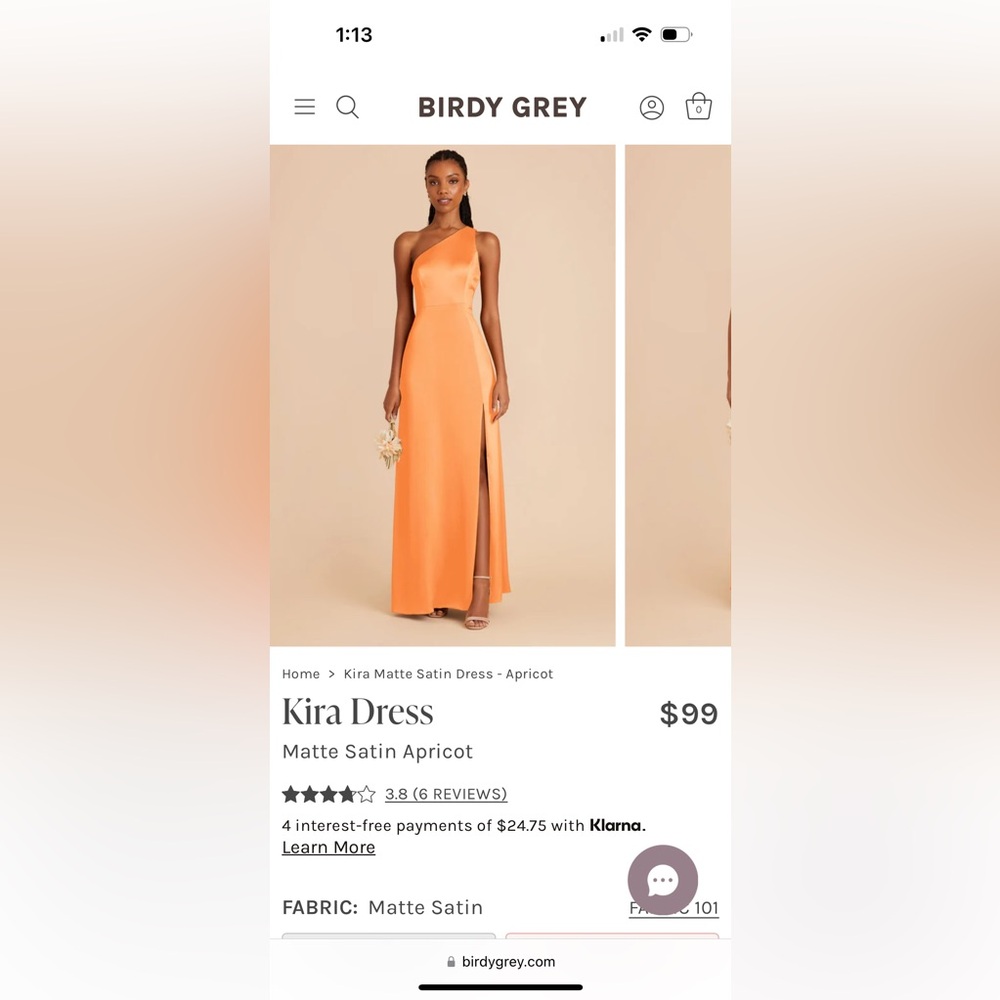 Birdy Grey Kira  One Shoulder Satin Dress Apricot Large